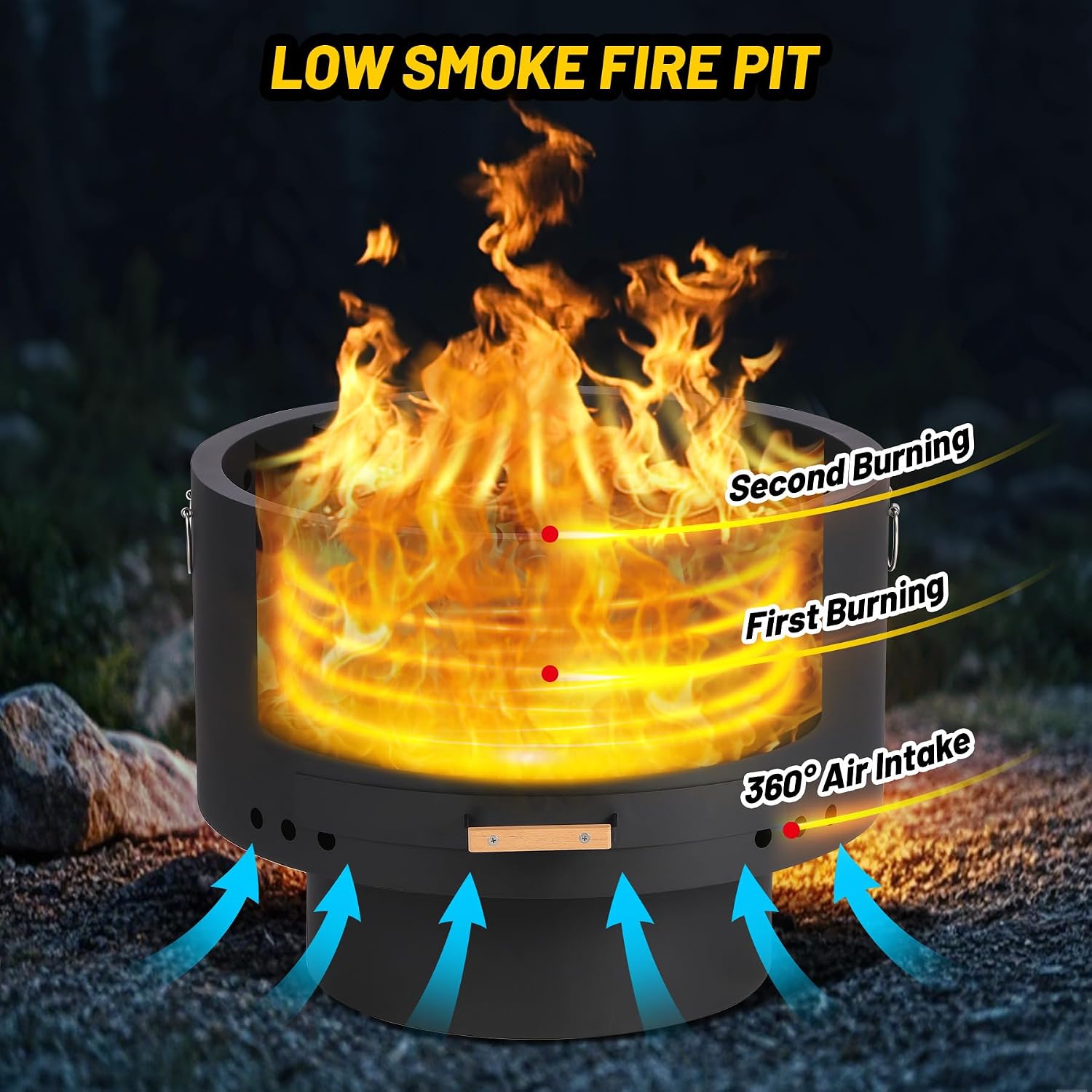 Camping Cooking Table - Garvee 26 Inch Smokeless Fire Pit,