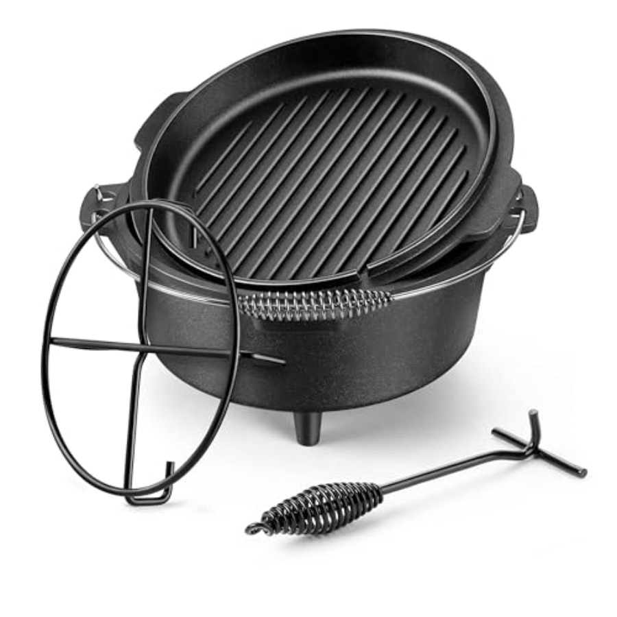 Camp Dutch Oven Cast - 7 QT Cast Iron Dutch Oven,