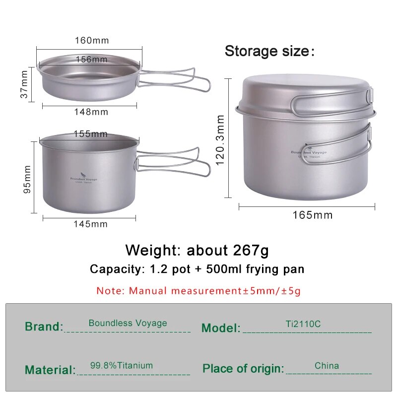 Boundless Voyage Titanium Pot  - Quality Camping Cooking Set ulasan dan harga
