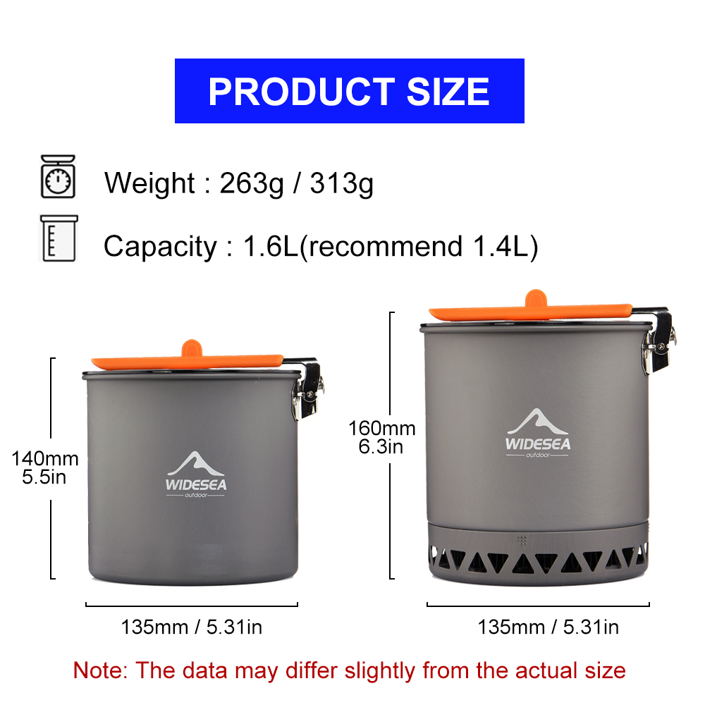 Widesea Camping Pot 1.6L Heat  - Quality Camping Cooking Set ulasan dan harga
