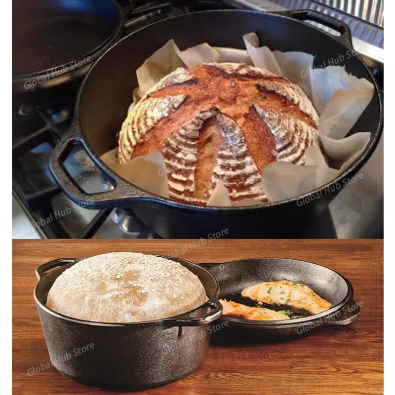 2 in 1 Cast Iron Dutch Oven wi - Camp Dutch Oven Cast ulasan dan harga