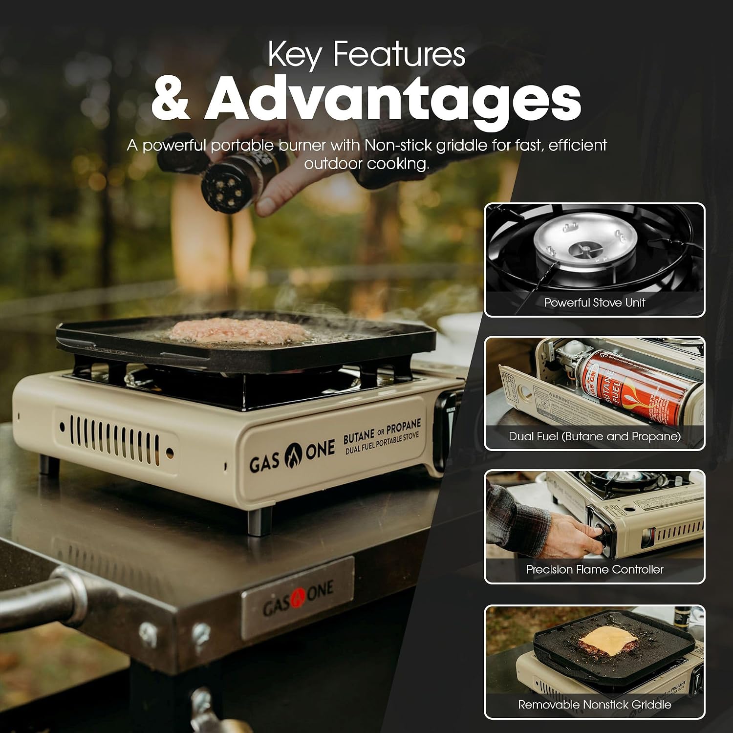Dual Fuel Propane Butane Gas C - Camping Cooking Flat Top ulasan dan harga