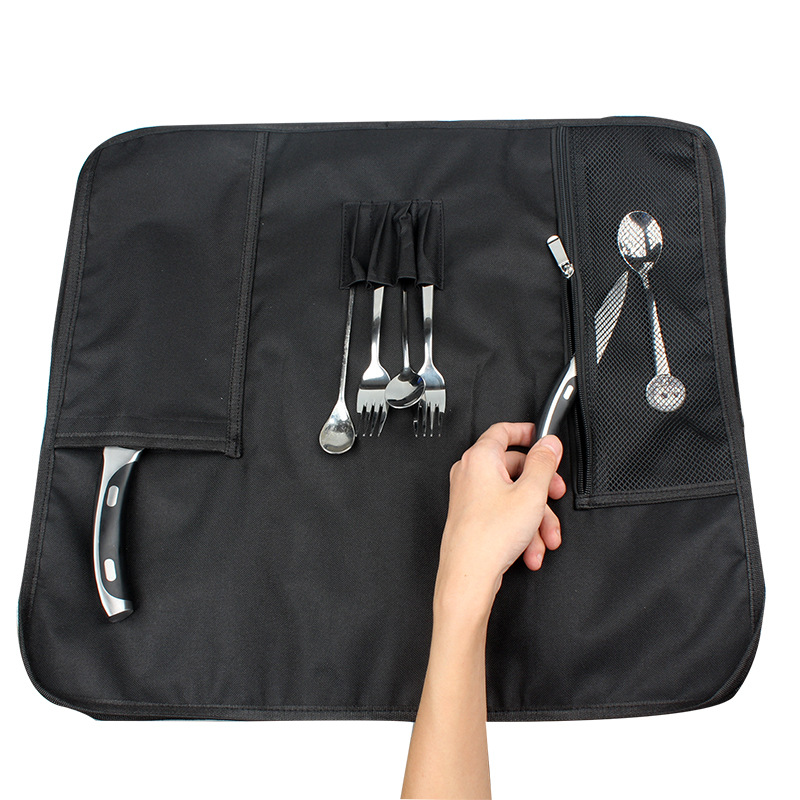 Portable Knife Roll Bag Oxford - Camping Cooking Organizer ulasan dan harga