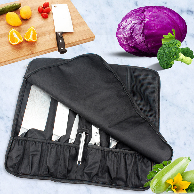 Portable Knife Roll Bag Oxford - Camping Cooking Organizer ulasan dan harga